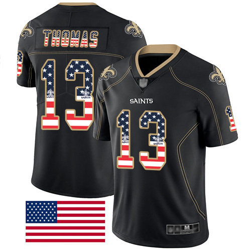 Men New Orleans Saints Limited Black Michael Thomas Jersey NFL Football #13 Rush USA Flag Jersey->new orleans saints->NFL Jersey